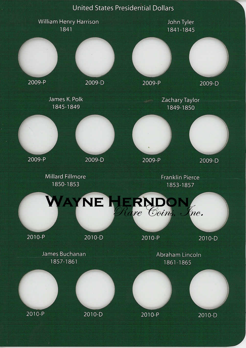 A201 Intercept Shield Album Presidential Dollars P and D Mints Page 2