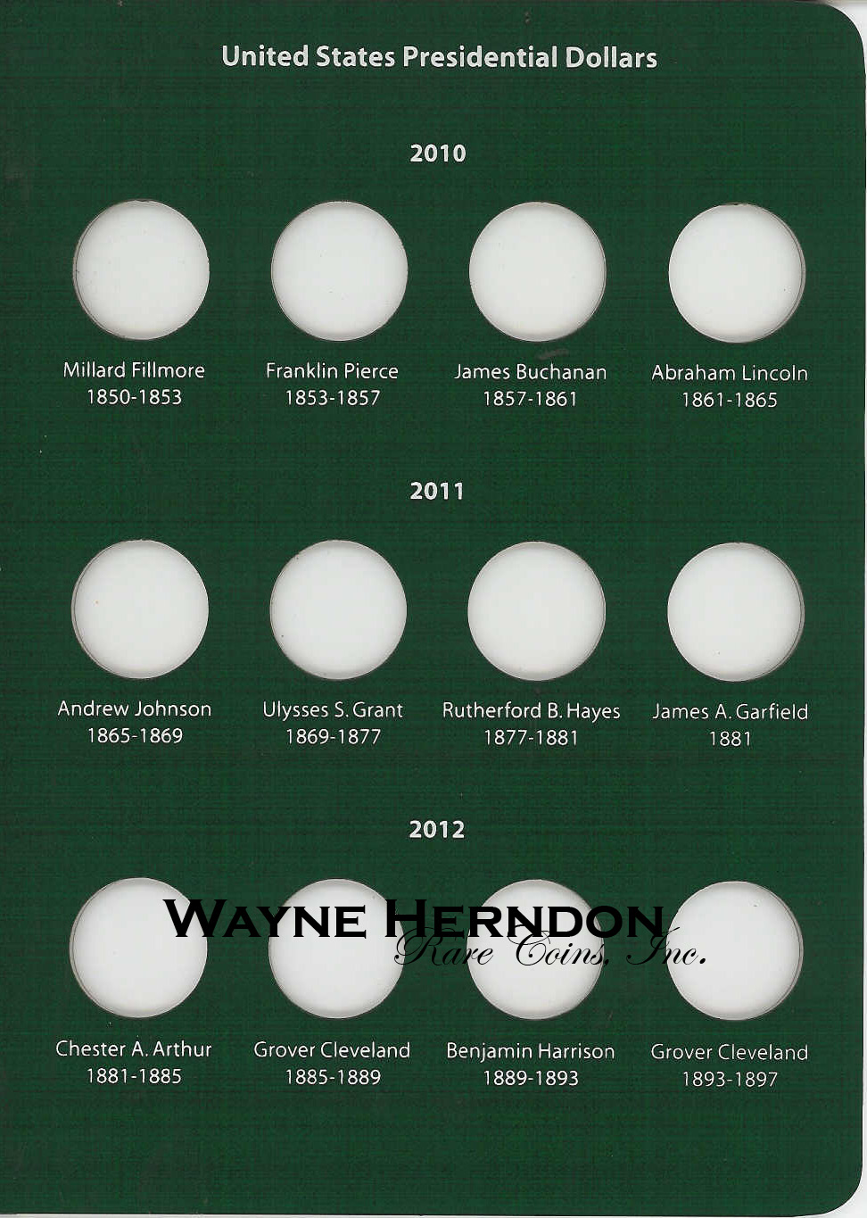 A202 Intercept Shield Album Presidential Dollars Date Set Page 2