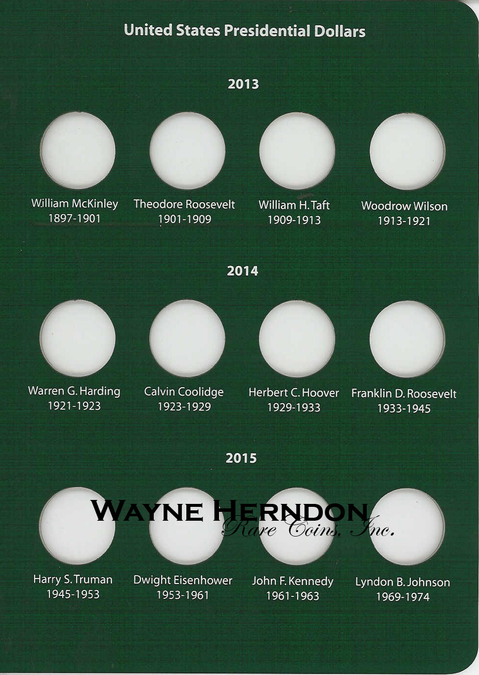 A202 Intercept Shield Album Presidential Dollars Date Set Page 3