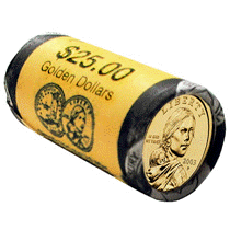 2003 Golden Dollar, 25-Coin Roll, Philadelphia Mintmark (2M3)